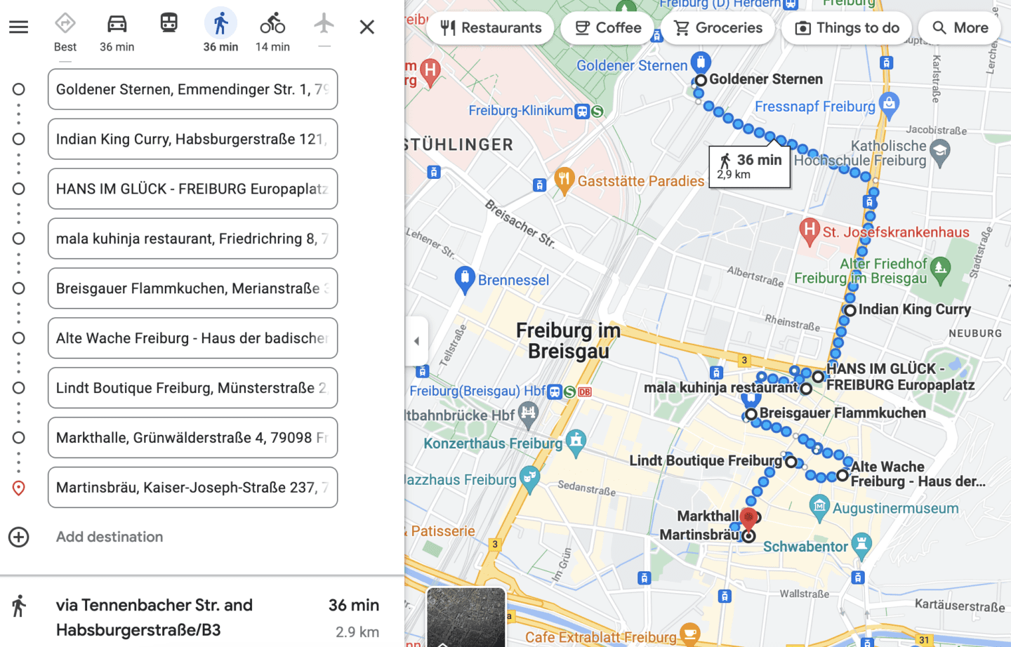 Where to eat in Freiburg map