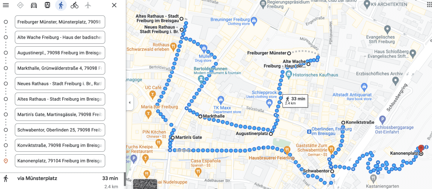Best things to do in Freiburg in one day - map